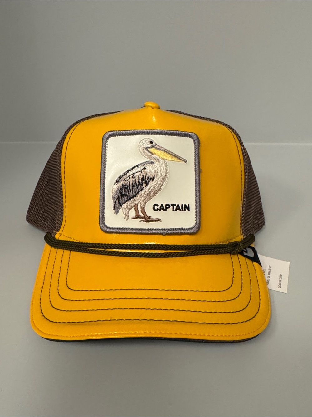 NWT Goorin Bros Captain Yellow Patent Trucker Hat Pelican “The farm Collection”